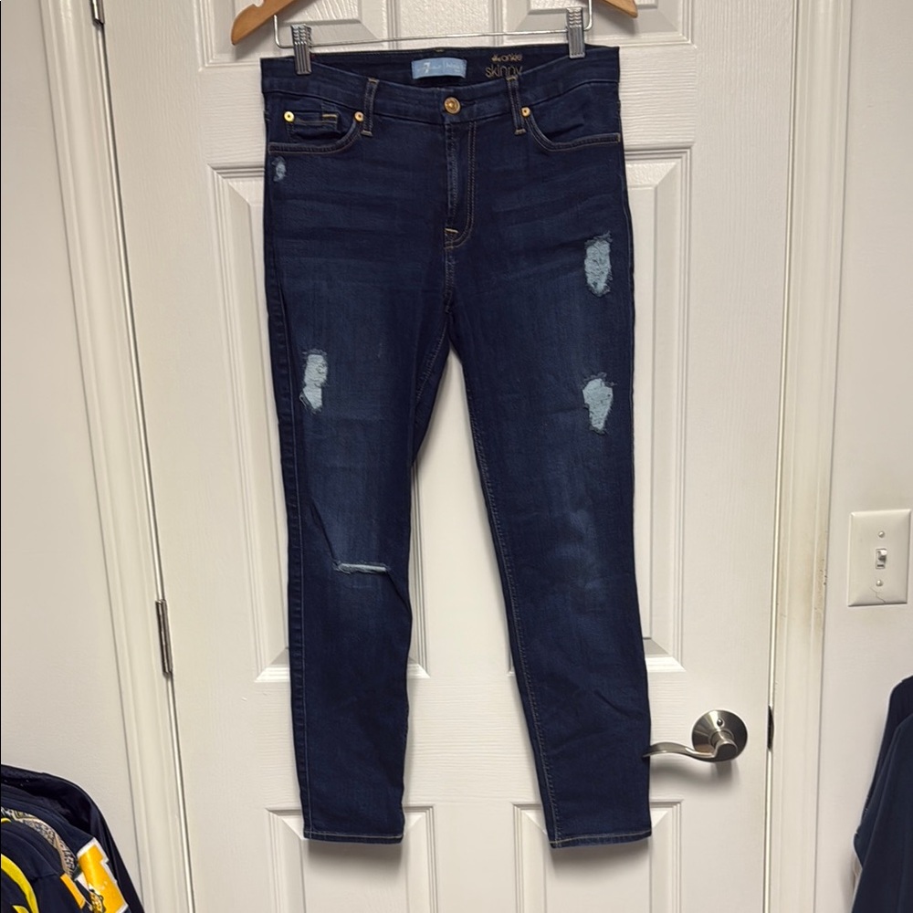 7 For All Mankind Dark Blue Skinny Jeans